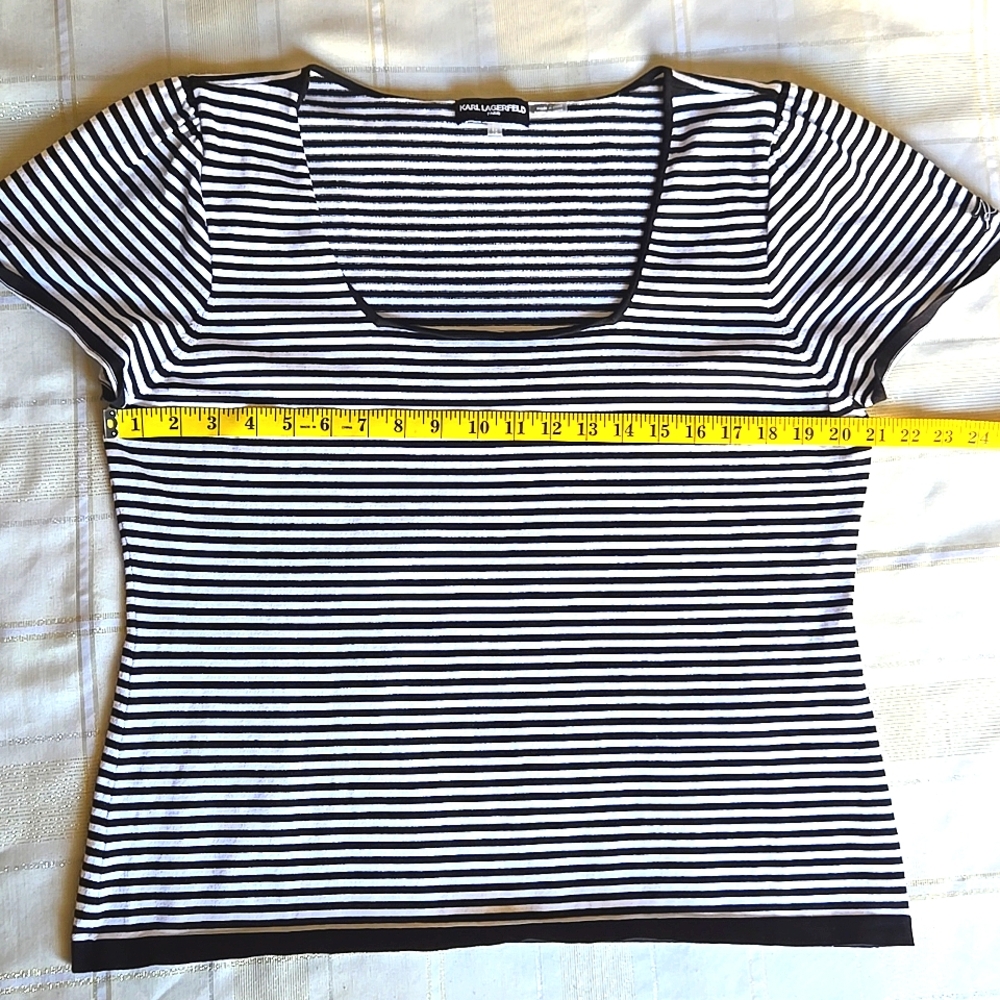 Karl Lagerfeld Black & White Striped Top - Picture 7 of 8